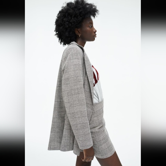 ⚡CLEAROUT SALE⚡🆕️NWT H&M Double-breasted Jacket in 'Gray/Plaid', Size Medium - Picture 10 of 14